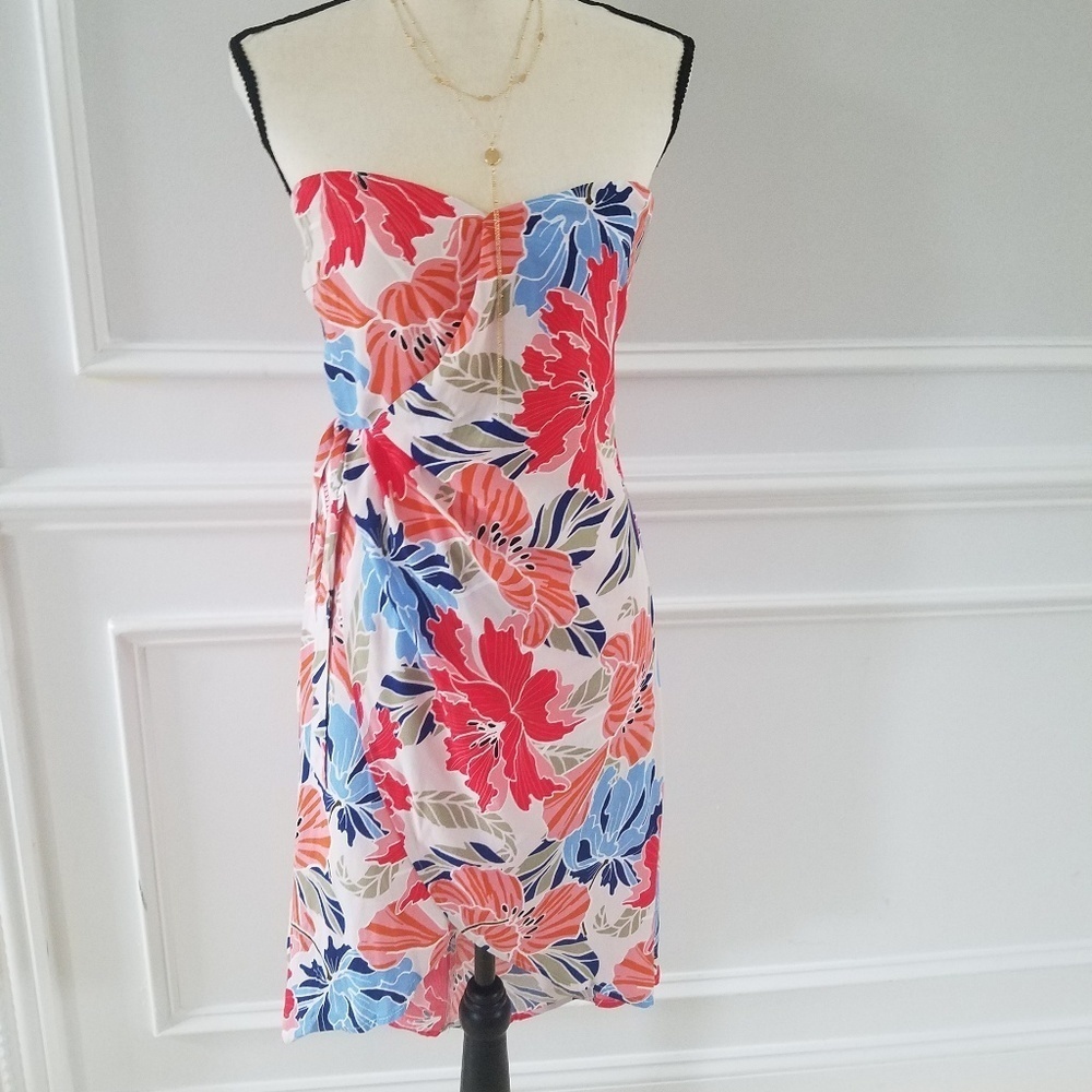 High low strapless floral wrap dress - Picture 8 of 8